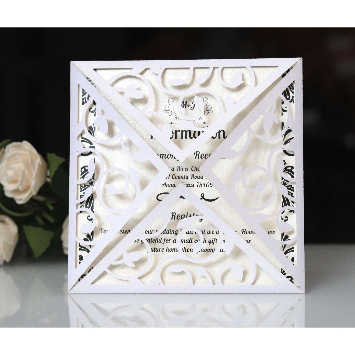 Golden Square Invitation Card Greeting Card Laser Invitations  Business Card